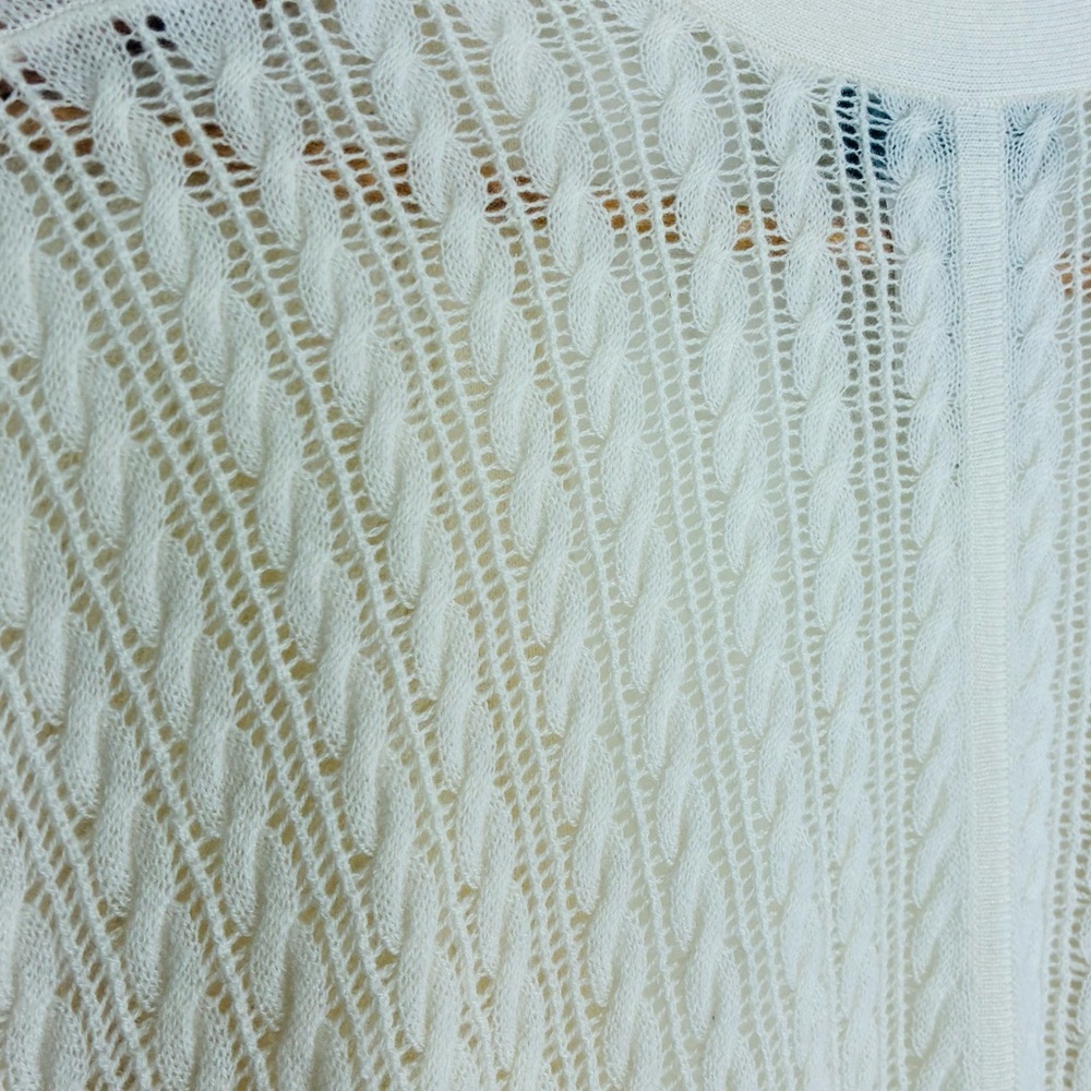 Magaschoni 100% cashmere cream colored semi sheer cable knit poncho. One size. - Picture 6 of 8